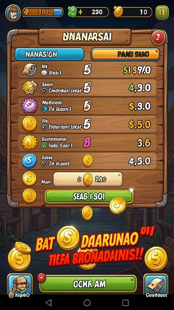 Menu permainan yang mudah diakses.
