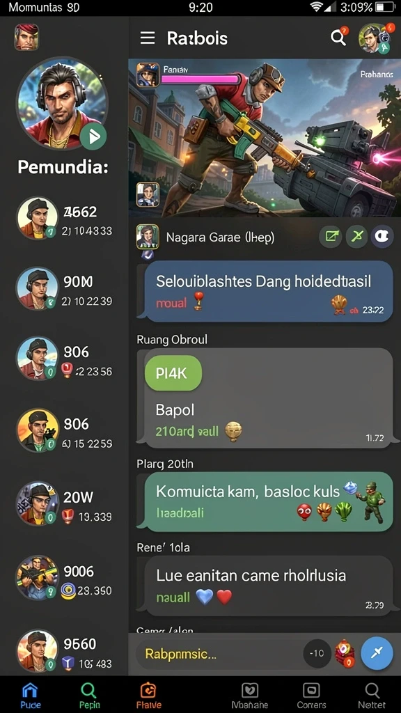 Fitur interaksi dengan komunitas pemain yang aktif.